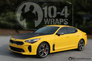 Kia Stinger GT hood and trunk carbon fiber wrap with accents
