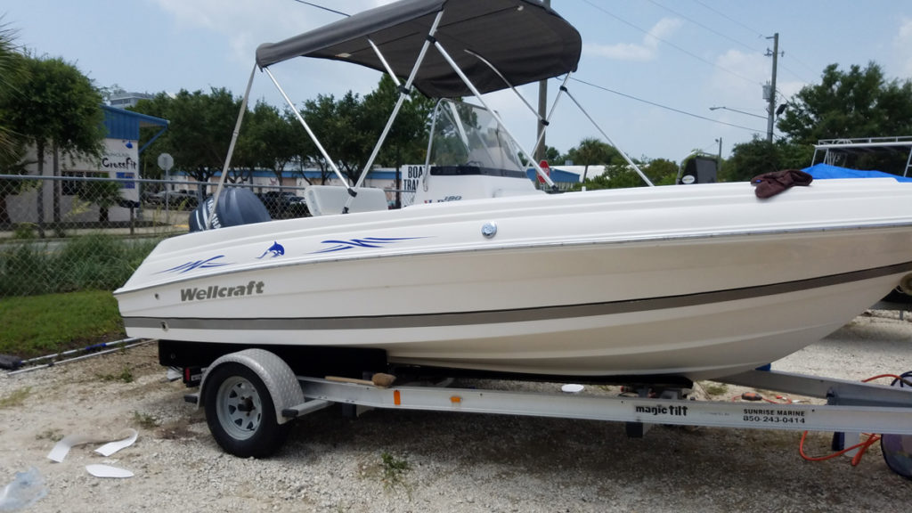 Custom boat stripes Destin installation