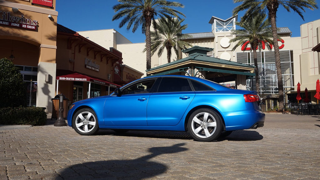 Audi A6 – Perfect Blue rear wrap with 3M vinyl