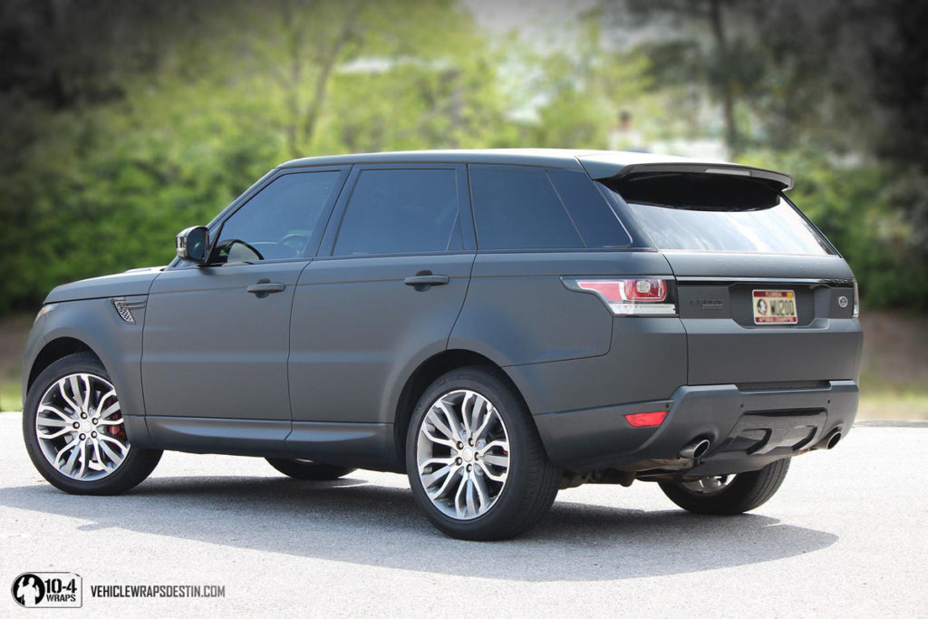 Ghost logo created with embossed vinyl under matte black wrap
