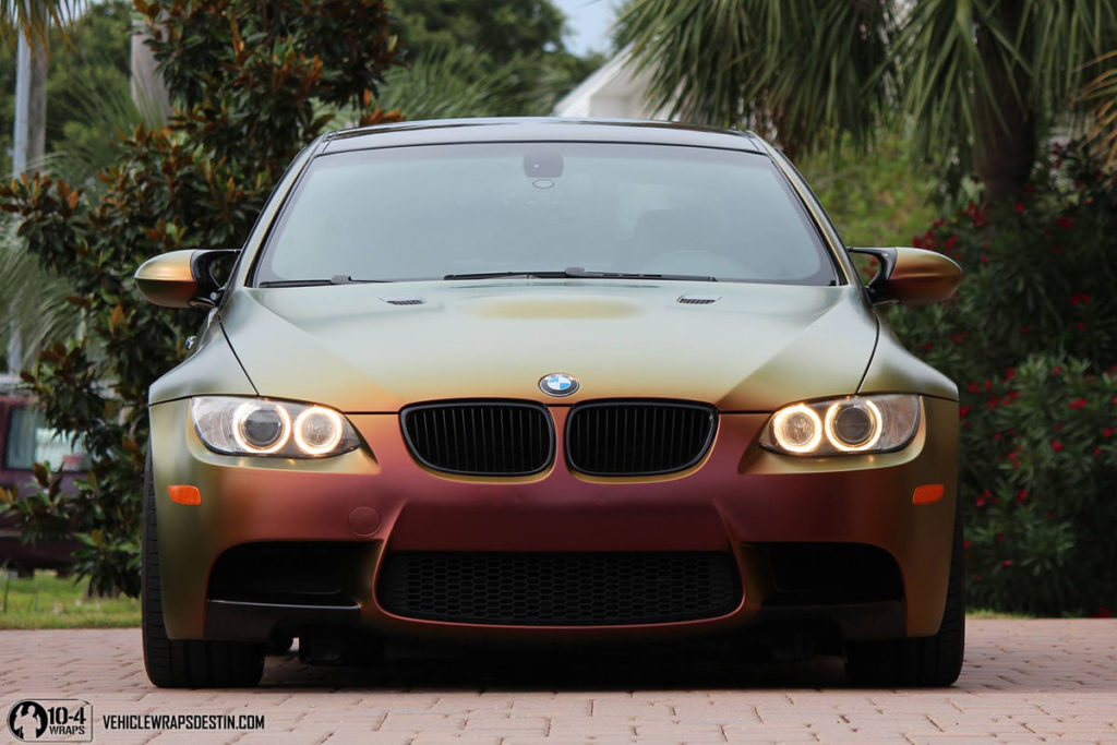 BMW M3 with Satin Rising Sun colorshift wrap in Destin