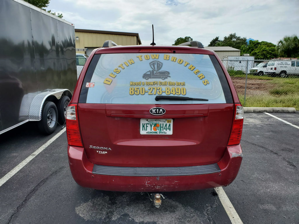 Full wrapped Satin Red Mini Cooper in outdoor setting