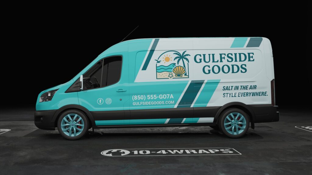 Gulfside Goods branded delivery van Half Wrap